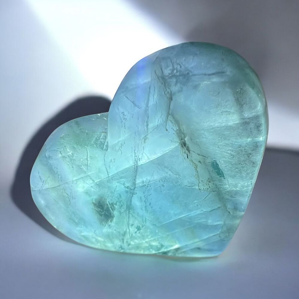 Blue Green Fluorite Crystal‎ Heart (7)